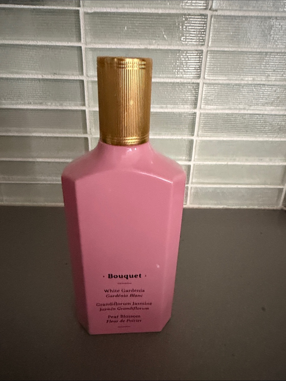 Gucci Pink Floral Lacquered Fragrance Bottle with Gold Cap - Picture 2 of 2